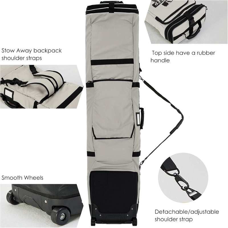 XCMAN Roller Snowboard Bag With Wheels 63-75Inch Adjustable Length Padded Bag for Air Travel Snowboard Boots - Image 3